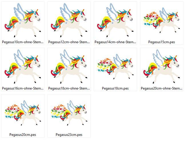 Stickdatei Pegasus Einhorn Pferd mit Sternenschweif - Bild 5