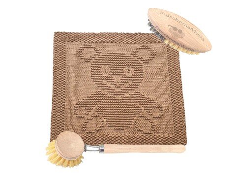 Spültuch Baby - Waschlappen „Teddy Bär“ Strickanleitung Teddybär Deckchen