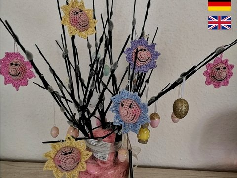 Häkelanleitung Anhänger Freches Blümchen