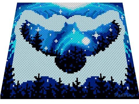 Häkelmuster * EULE SILHOUETTE * Grafik für C2C Decke