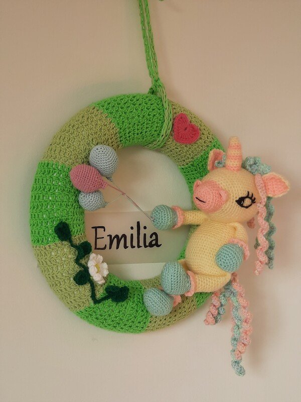 Häkelanleitung Einhorn Türkranz - DIY Projekt fürs Kinderzimmer - Bild 4