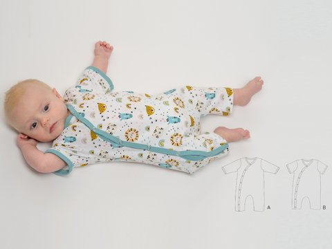 Baby Strampler LEON – PDF Schnittmuster mit langen und kurzen Ärmeln-Beinen