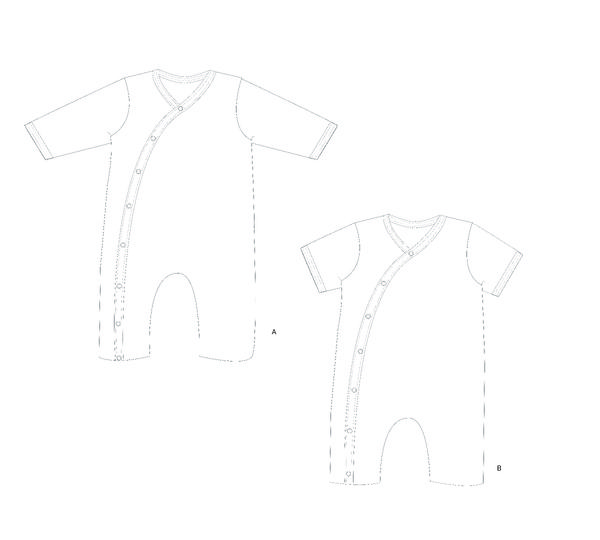 sewing pattern baby romper LEON tutorial 0m/1m 3m/6m 9m/12m 18m/2y 3y/4y