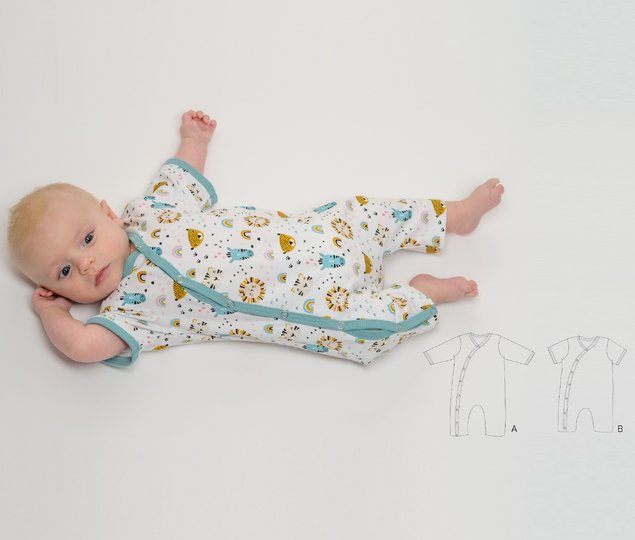 sewing pattern baby romper LEON tutorial 0m/1m 3m/6m 9m/12m 18m/2y 3y/4y