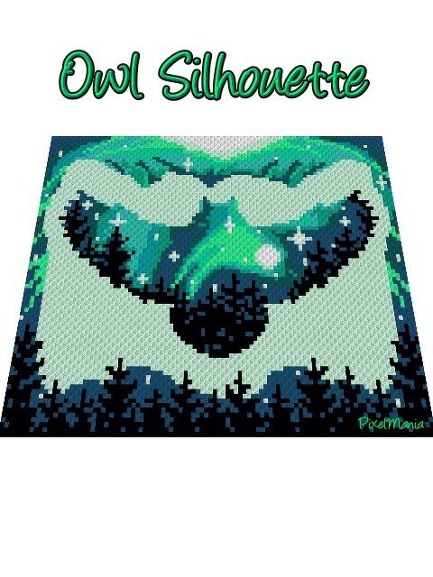 Häkelmuster * EULE SILHOUETTE - grün * Grafik für C2C Decke