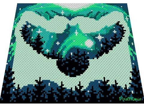 Häkelmuster * EULE SILHOUETTE - grün * Grafik für C2C Decke