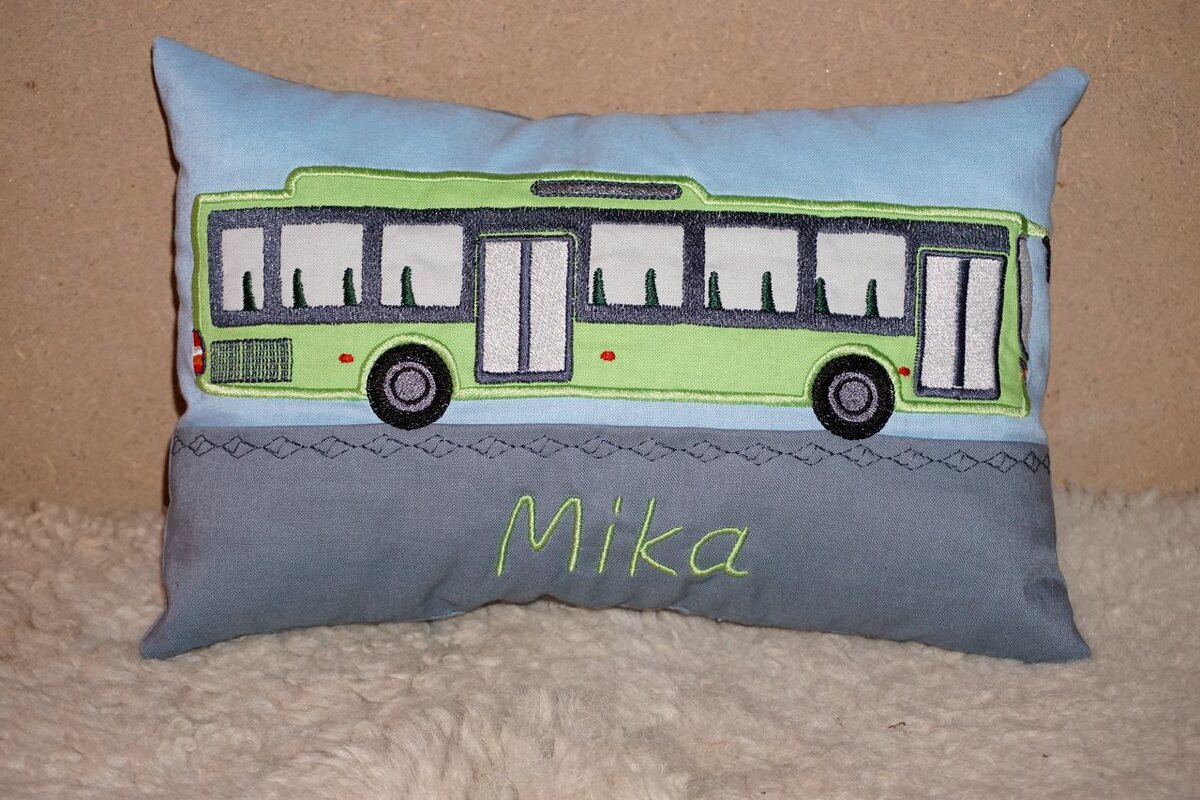 Stickdatei - Kissen ITH - Bus