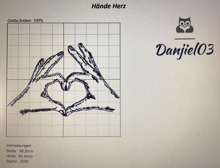 Stickdatei Hände Herz