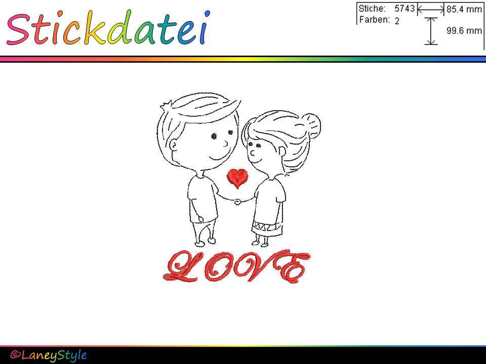 Stickdatei "LOVE - Paar - Valentinstag - Hochzeit" - (DST, VP3, XXX, PES)