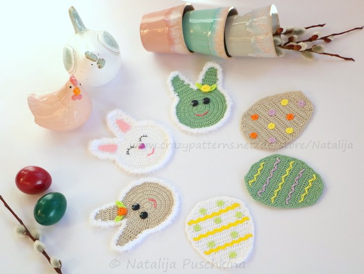 Tassenuntersetzer 'Ostern', Anleitung mit Häkelschrift