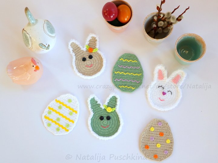 Tassenuntersetzer 'Ostern', Anleitung mit Häkelschrift