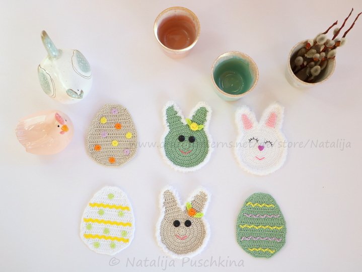 Tassenuntersetzer 'Ostern', Anleitung mit Häkelschrift