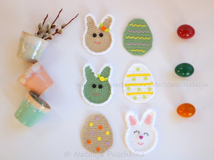 Tassenuntersetzer 'Ostern', Anleitung mit Häkelschrift