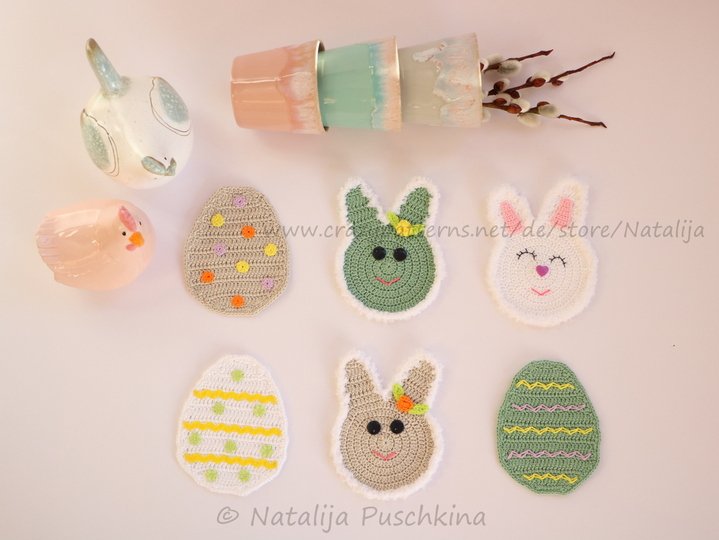 Tassenuntersetzer 'Ostern', Anleitung mit Häkelschrift