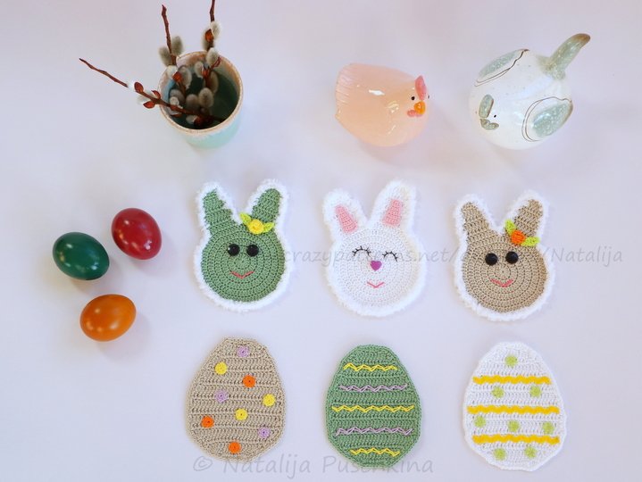 Tassenuntersetzer 'Ostern', Anleitung mit Häkelschrift