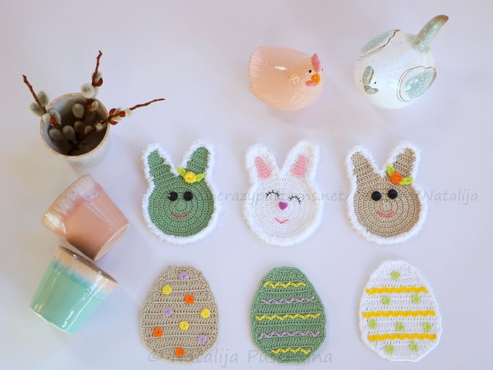 Tassenuntersetzer 'Ostern', Anleitung mit Häkelschrift