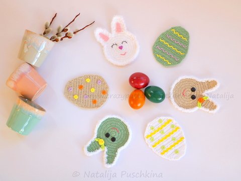 Tassenuntersetzer 'Ostern', Anleitung mit Häkelschrift