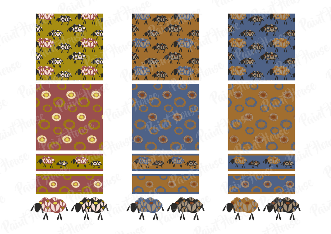 Digital Paper Dekore + Banderolen zum Ausdrucken Schafmotive - Bild 2