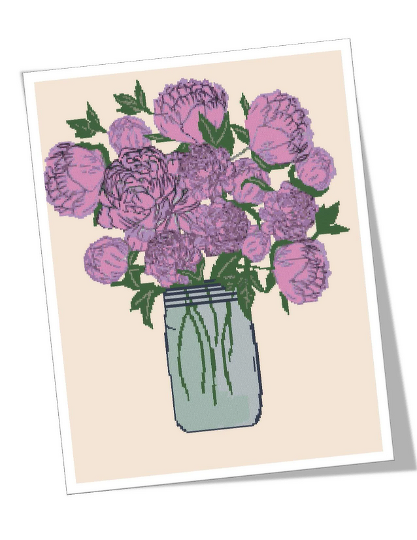 Peony Cross Stitch Pattern - Image 2