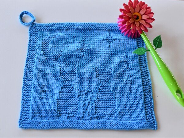 Knitting Pattern Dishcloth / Washcloth "Love Cats" - easy