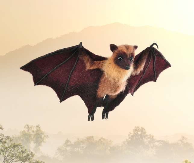 Crocheted  Large Flying Fox. Amigurumi Bat pattern.