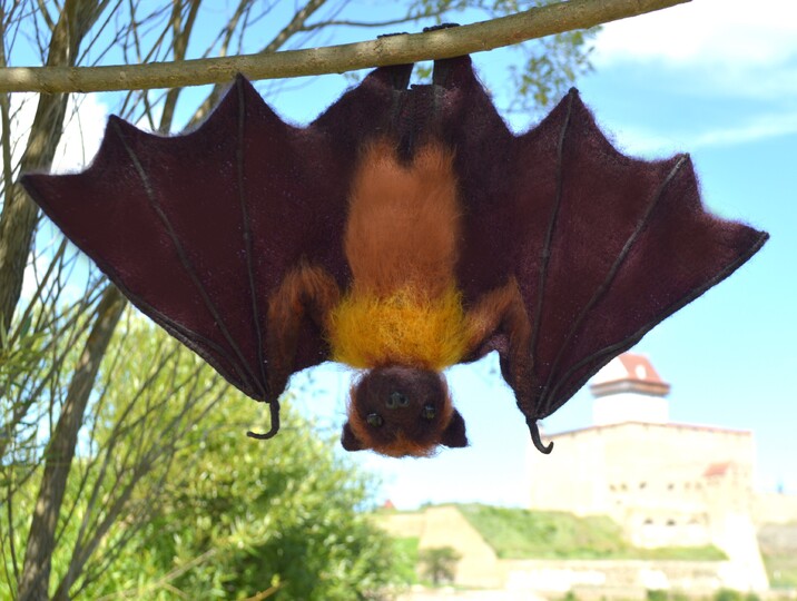Crocheted  Large Flying Fox. Amigurumi Bat pattern.