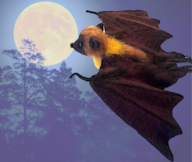 Crocheted  Large Flying Fox. Amigurumi Bat pattern.