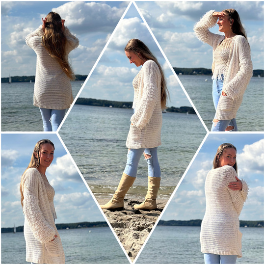 Boho-Kuschel-Wuschel-Häkeljacke mit Taschen