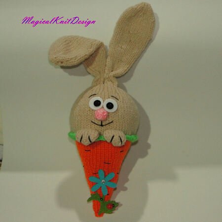 Bunny in the carrot Easter knitting pattern