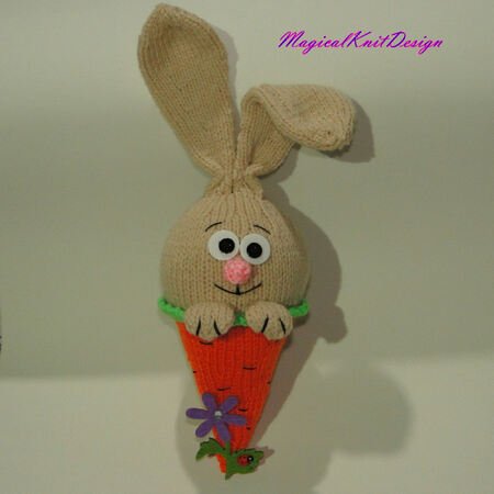 Bunny in the carrot Easter knitting pattern