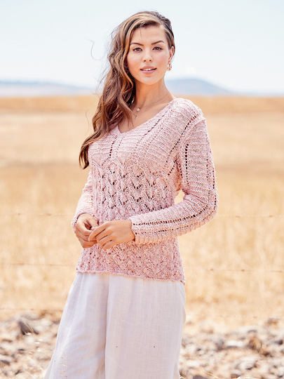 Strickanleitung: Femininer Lochmuster-Pulli mit V-Ausschnitt
