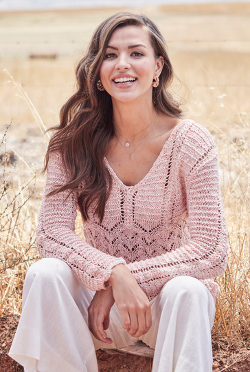 Strickanleitung: Femininer Lochmuster-Pulli mit V-Ausschnitt