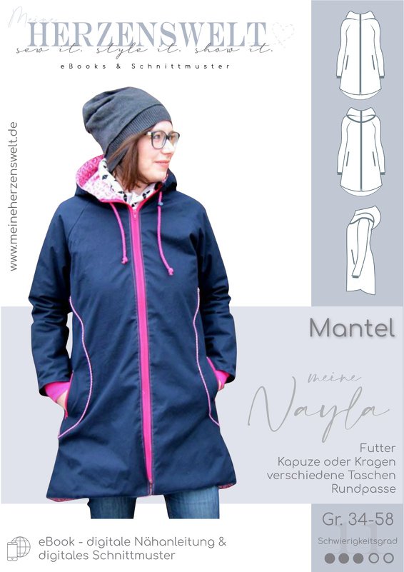 Mantel Damen – Schnittmuster Gr. 32-58 – Nayla