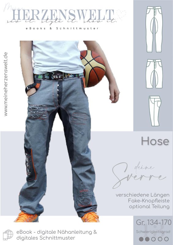 Hose Kinder – Schnittmuster Gr. 134-170 – Sverre Teens