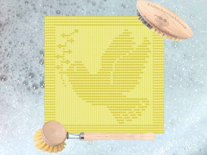 aussagekräftiges Spültuch Waschlappen „Friedenstaube“ Strickanleitung