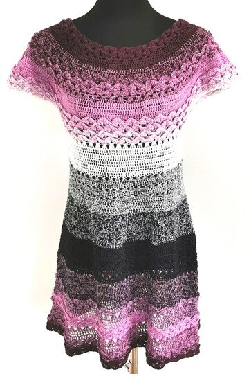 Tunika/Shirt/Kleid Joy mit aussergewöhnlichem Muschelmuster, Häkelanleitung