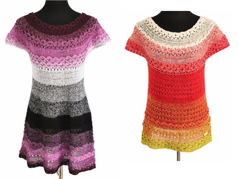 Tunika/Shirt/Kleid Joy mit aussergewöhnlichem Muschelmuster, Häkelanleitung