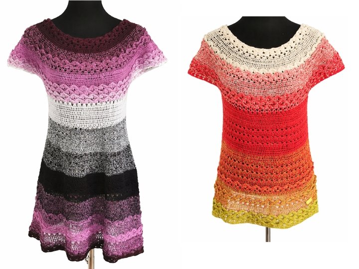 Tunika/Shirt/Kleid Joy mit aussergewöhnlichem Muschelmuster, Häkelanleitung