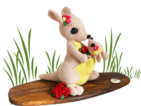 Känguru Mama und Baby Häkelanleitung Amigurumi