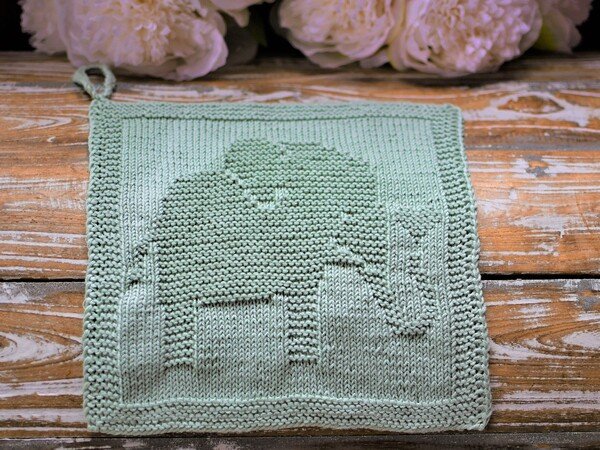 Knitting Pattern Washcloth "Elo Elephant" - easy