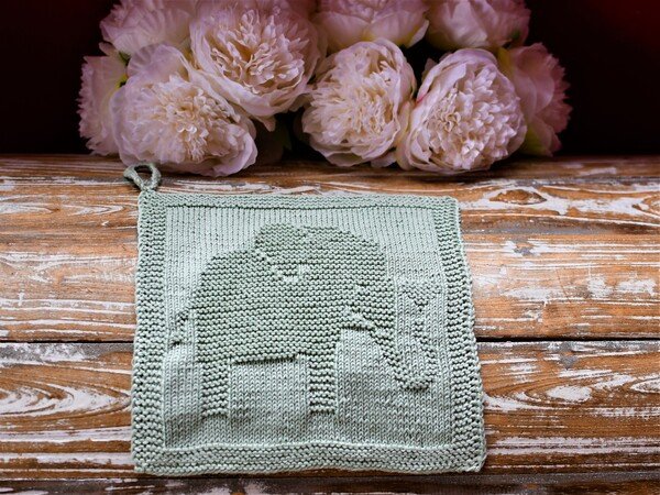 Knitting Pattern Washcloth "Elo Elephant" - easy