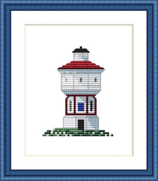 Kreuzstichvorlage Wasserturm Langeoog, maritime Stickidee für Nordseefans - Bild 2