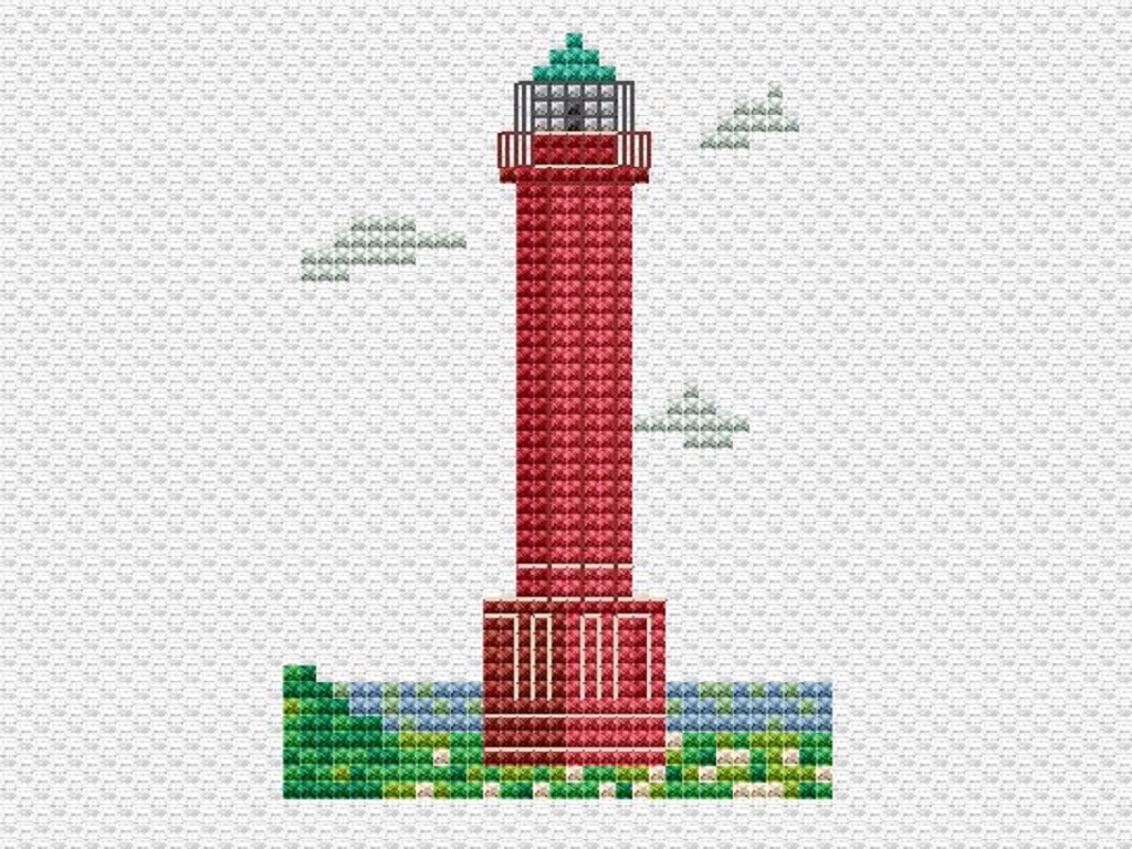 Kreuzstichvorlage Leuchtturm Norderney, Maritimes für kleine Stickereien