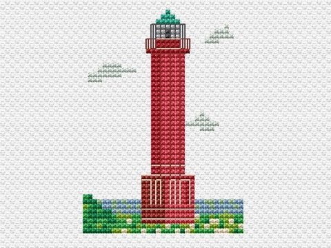 Kreuzstichvorlage Leuchtturm Norderney, Maritimes für kleine Stickereien