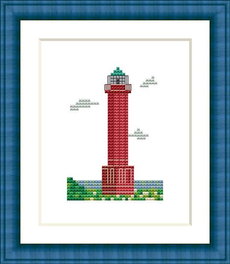 Kreuzstichvorlage Leuchtturm Norderney, Maritimes für kleine Stickereien