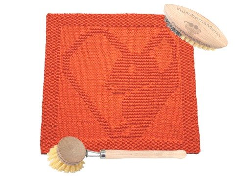Oster Deckchen „ Hasenherz “ Spültuch Waschlappen einfache Strickanleitung