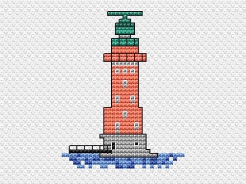Kreuzstichvorlage Leuchtturm Hohe Weg, mini und einfach, als PDF Download