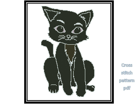 Cross stitch cat,black pattern