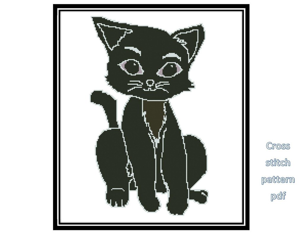 Cross stitch cat,black pattern