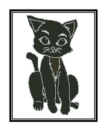 Cross stitch cat,black pattern